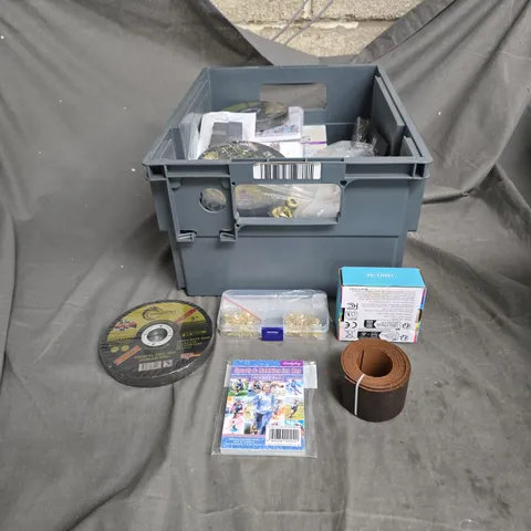 APPROXIMATLEY 20 ITEMS INCLUDING GRINDER DISCS NAILS AND TACKS AND A SPORTS AND HOBBIES PAD FOR HER WITH VARIOUS HOUSEHOLD ITEMS .