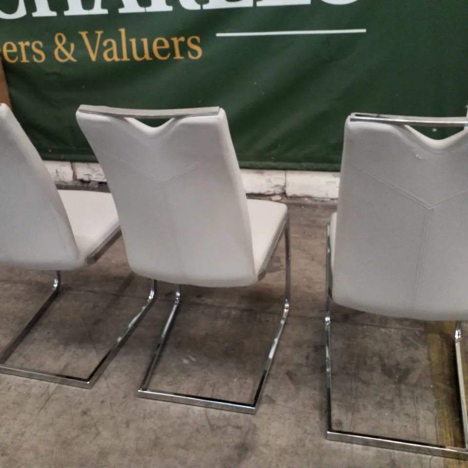 SET OF 3 LIGHT GREY DINING CHAIRS