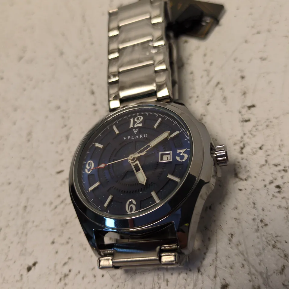 VELARO WRISTWATCH – STAINLESS STEEL BRACELET, BLUE DIAL, DATE