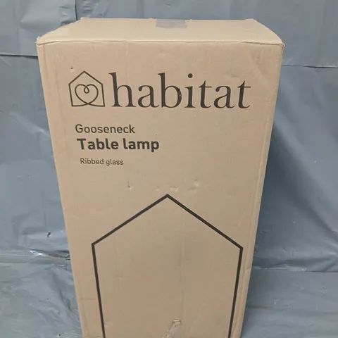 BOXED HABITAT GOOSENECK TABLE LAMP RIBBED GLASS - COLLECTION ONLY