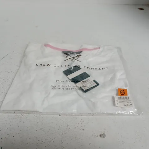 CREW CLOTHING COMPANY WHITE SLUB T-SHIRT – OPT WHITE - SIZE 6