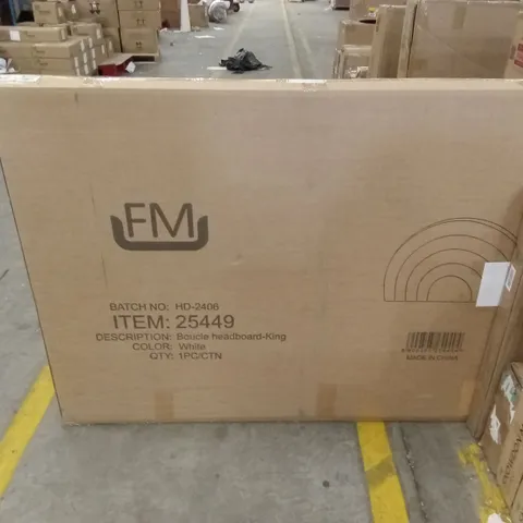 BOXED FM BED AND HEADBOARD//KING - WHITE (2 BOXES)