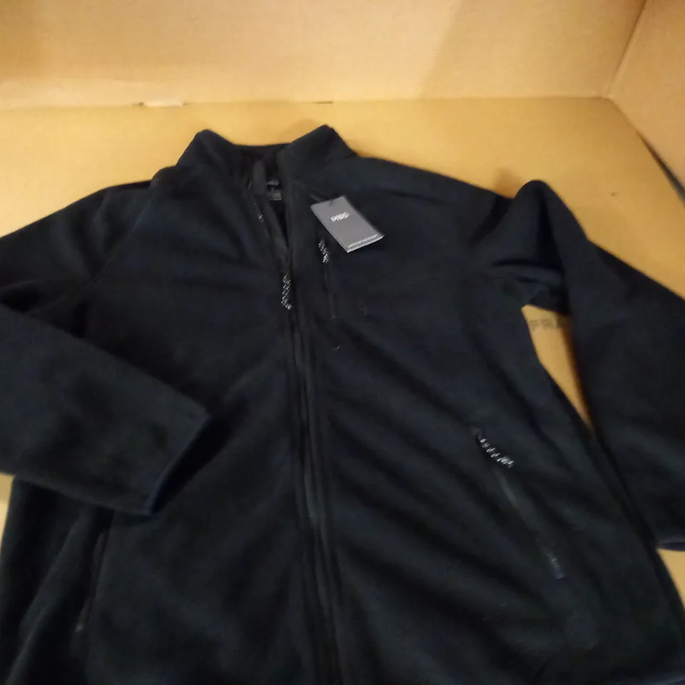 M&S ZIP THROUGH BLACK FLEECE - L