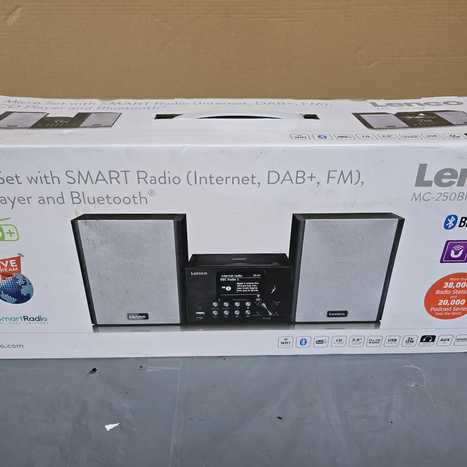 LENCO MC-250BK MICRO HI-FI SYSTEM WITH INTERNET RADIO, DAB+, FM, CD, BLUETOOTH – BOXED