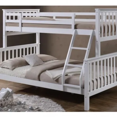 BOXED TRIPLE SLEEPER BUNK BUNK BED BY UK SLEEP DESIGN - WHITE (2 BOXES)