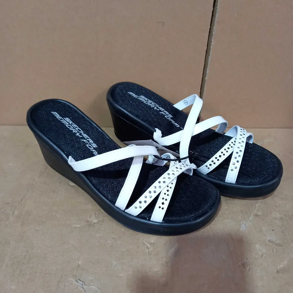 SKECHERS RHINESTONE MULTI STRAP WEDGE SANDAL - SIZE 5