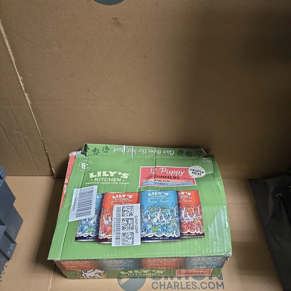 LILY'S KITCHEN PUPPY DINNER – 12‑CAN PACK (DOG FOOD) - BEST BEFORE 28/12/2027