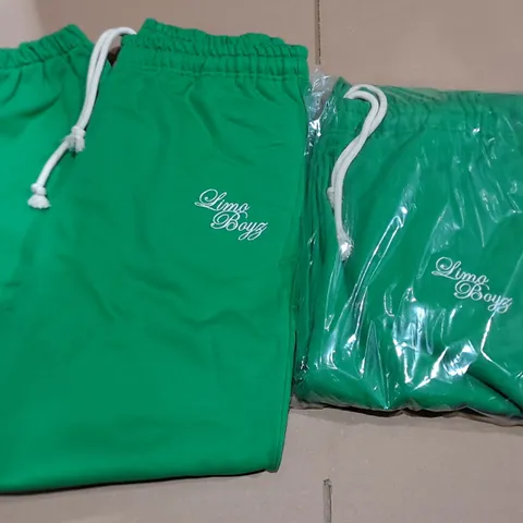 LOT OF APPROXIMATELY 25 BAGGED LIMO BOYZ GREEN JOGGERS IN GREEN - L
