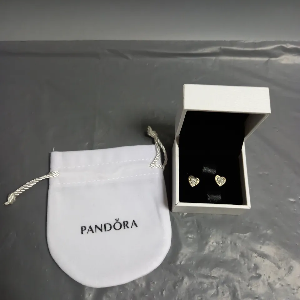 PANDORA STUD HEART EARRINGS