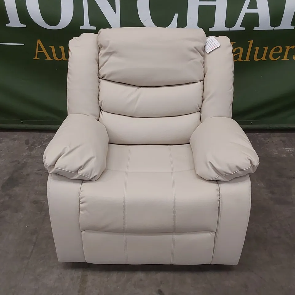 SORRENTO IVORY FAUX LEATHER MANUAL RECLINER ARMCHAIR 