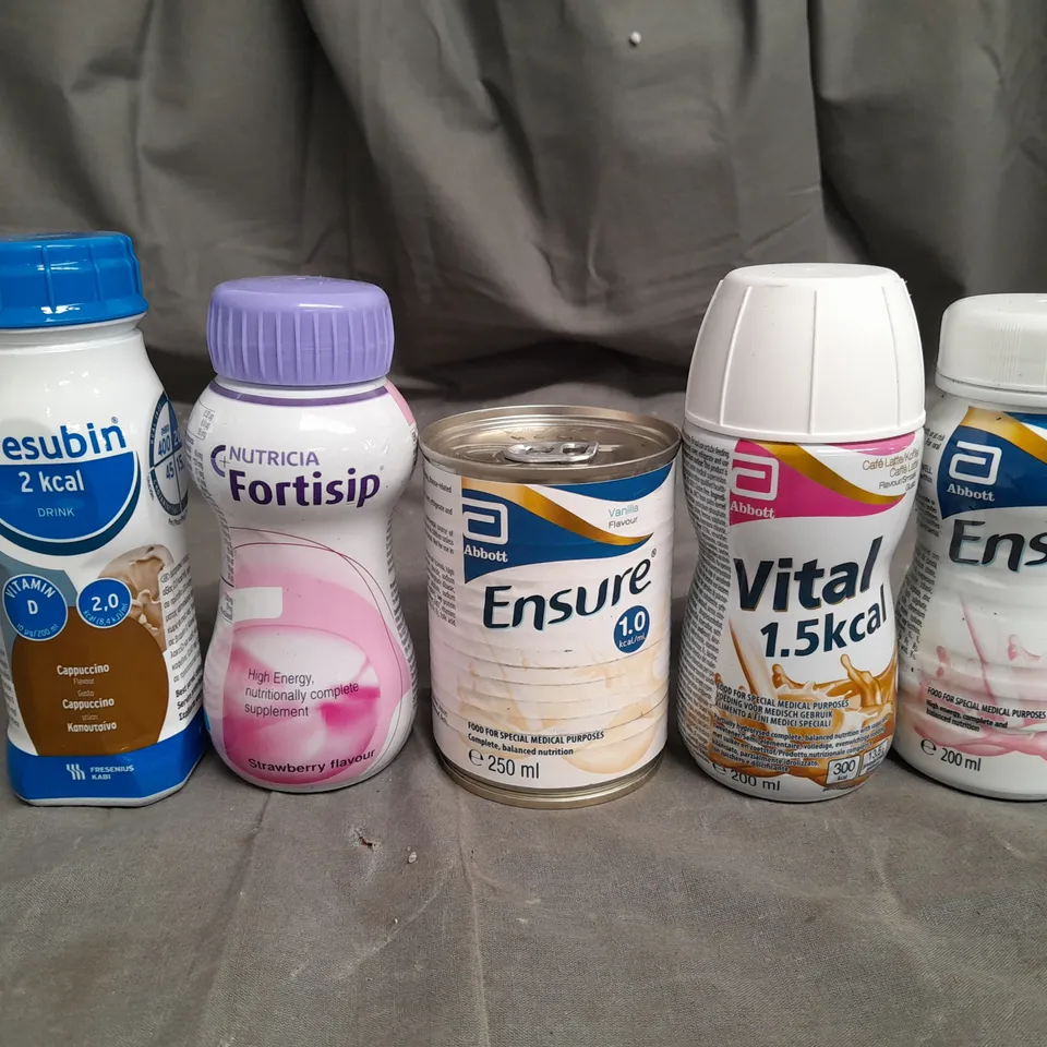 25 ASSORTED FOOD ITEMS TO INLCUDE ENSURE PLUS FOOD DRINK, FRESUBIN FOOD DRINK, FORTISIP FOOD DRINK, VITAL FOOD DRINK, ENSURE CANNED NUTRITION DRINK- COLLECTION ONLY