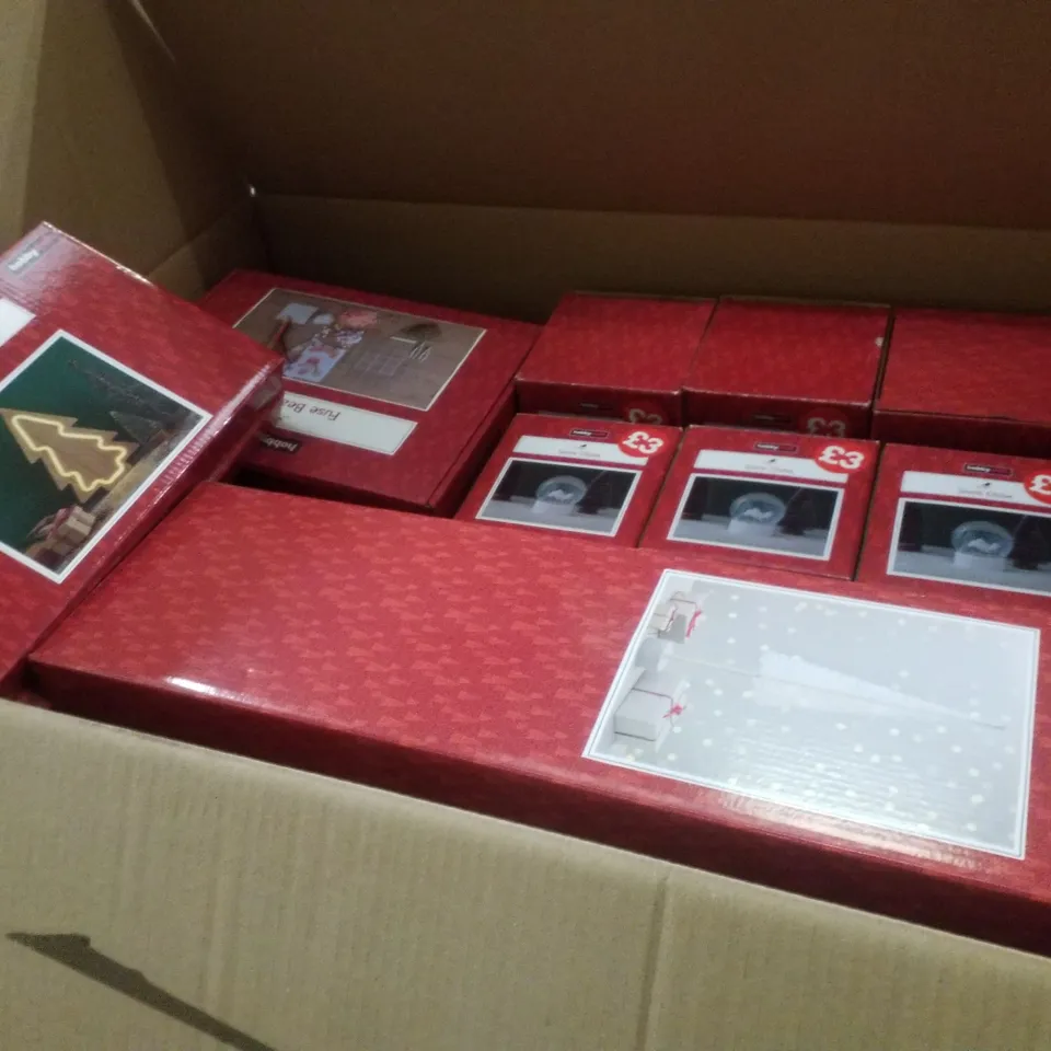 PALLET CONTAINING ASSORTED CHRISTMAS PRODUCTS & DECORATIONS INCLUDING LED WOODEN TREE, BOTTLE BRUSH LED TREE, SNOW GLOBE & FUSE BEAD SET