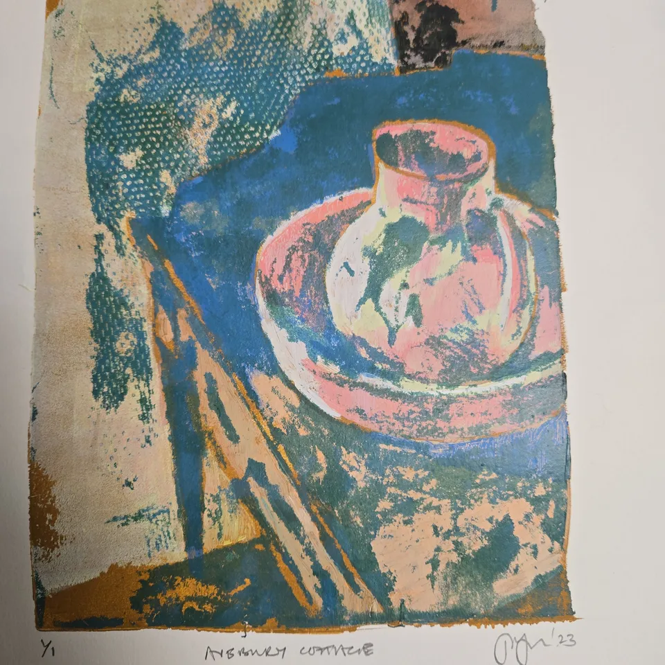 ARBBURY COTTAGE ABSTRACT COLOR PRINT ON PAPER 