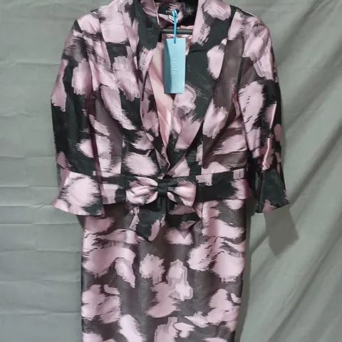 ZEILA COLLECTION DRESS * JACKET IN BLACK/PINK - UK 10