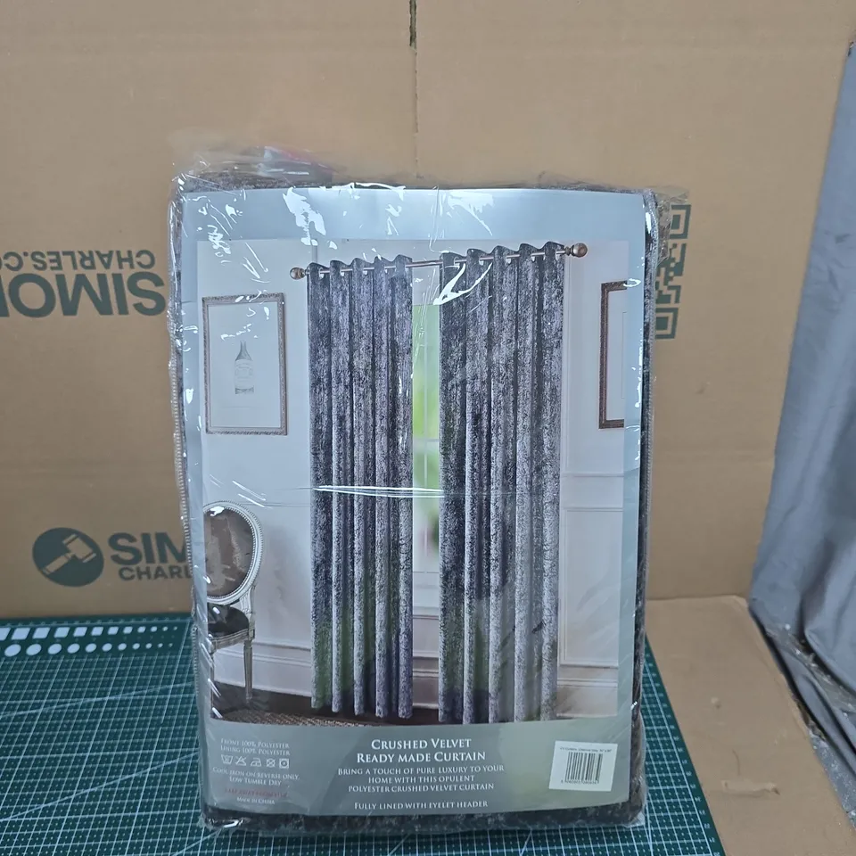 CRUSHED VELVET READY MADE CURTAIN – 1 PAIR, 90 X 90 IN (229 X 229 CM) – FULLY LINED