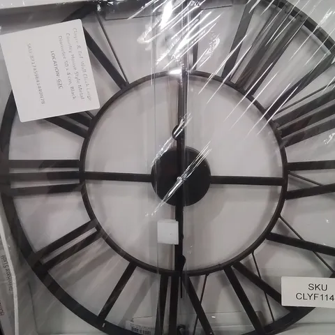 BOXED CLAYRE & EEF WALL CLOCK LARGE COUNTRY HOUSE STYLE METAL DIAMETER 50 X 4 CM, BLACK