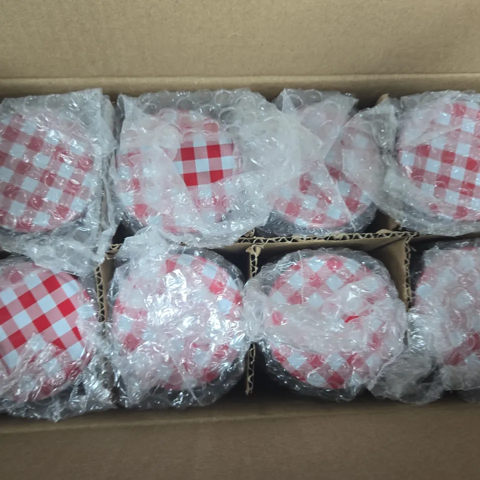 8 SMALL GLASS JAM JARS - COLLECTION ONLY