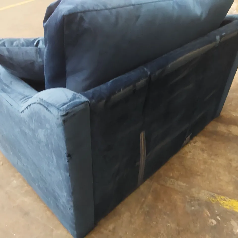 QUALITY DESIGNER 2 SEATER BLUE VELVET SOFA