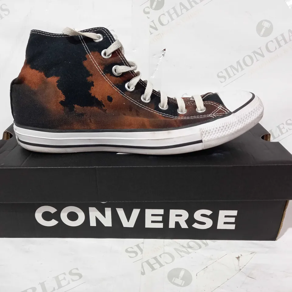 BOXED PAIR OF CONVERSE SHOES IN BLACK W. WASHED OUT EFFECT UK SIZE 9