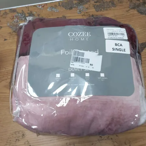 COZEE HOME FOILED DUVET SET BURGANDY SINGLE SET