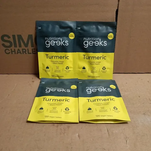 4 X NUTRITION GEEKS TURMERIC 120 VEGAN TABLETS
