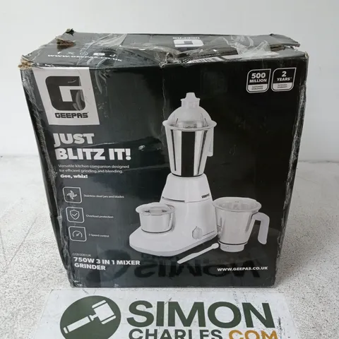 GEEPAS 750W 3 IN 1 MIXER GRINDER – BOXED