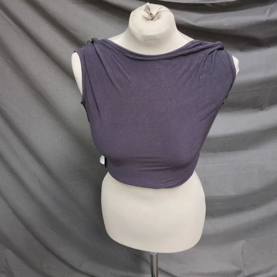 WHITE FOX WOMEN’S CROP TOP – PURPLE, SIZE S (BRAND TAG ATTACHED)