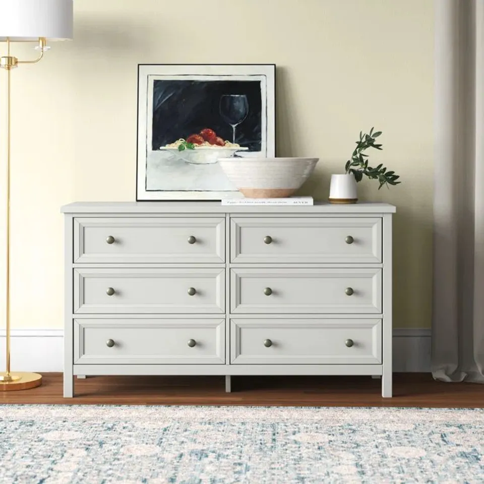 BOXED JARIN 6 DRAWER 130cm W DRESSER - GREY (1 BOX)