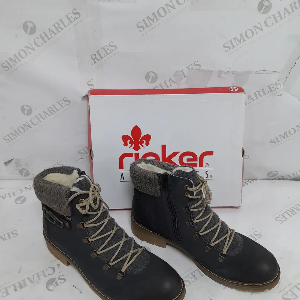 BOXED RIEKER CUFFED WATER RESISTANT LACED HIKING BOOTS SIZE 8 