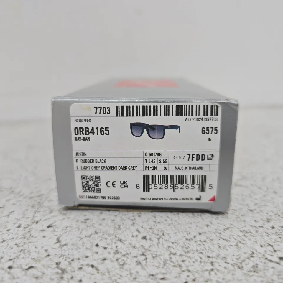 RAY-BAN JUSTIN SUNGLASSES ORB4165, RUBBER BLACK