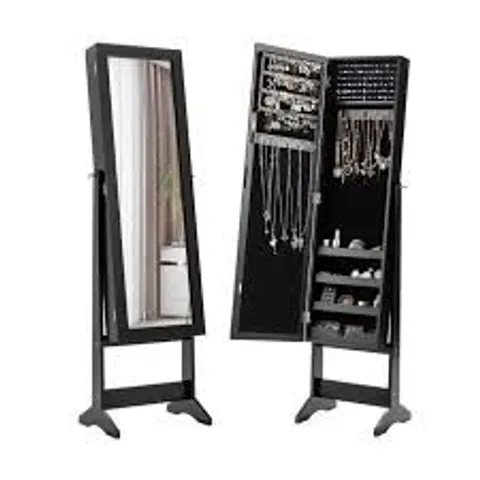 BOXED COSTWAY BLACK STANDING MIRROR JEWELLERY ARMOIRE