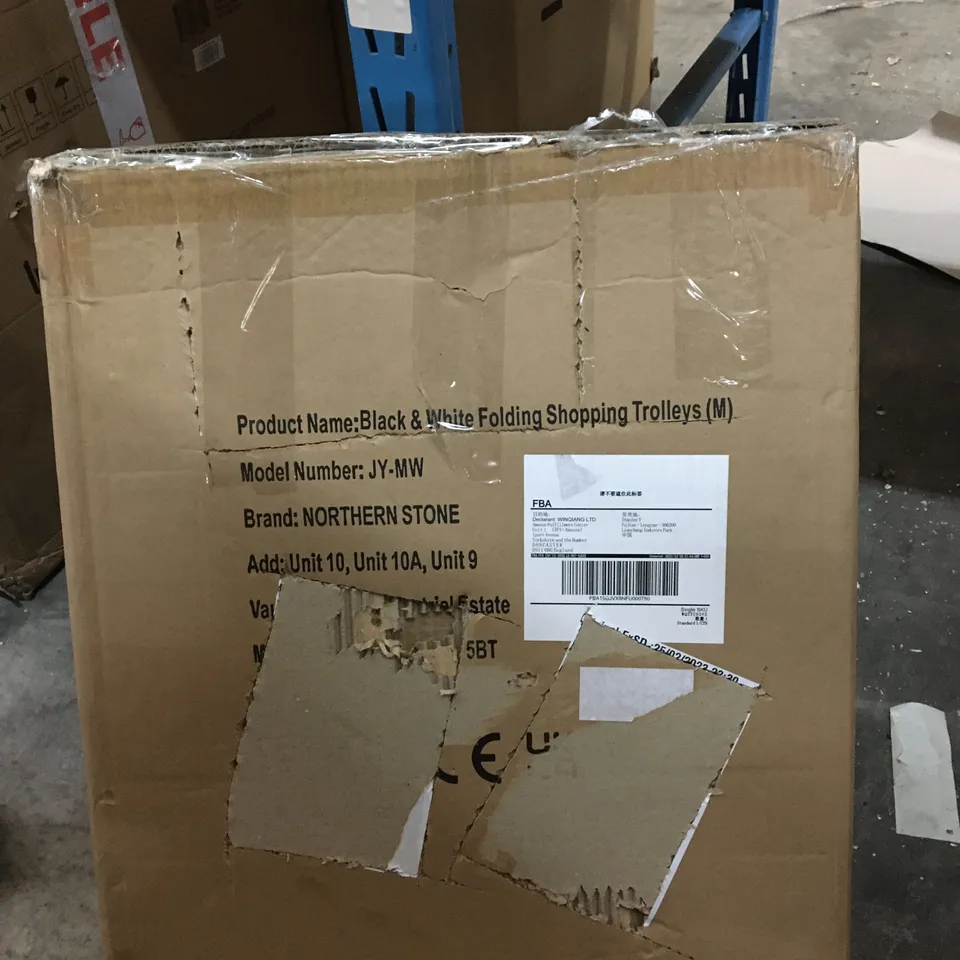 NORTHERN STONE BLACK AND WHITE FOLDING SHOPPING TROLLEY