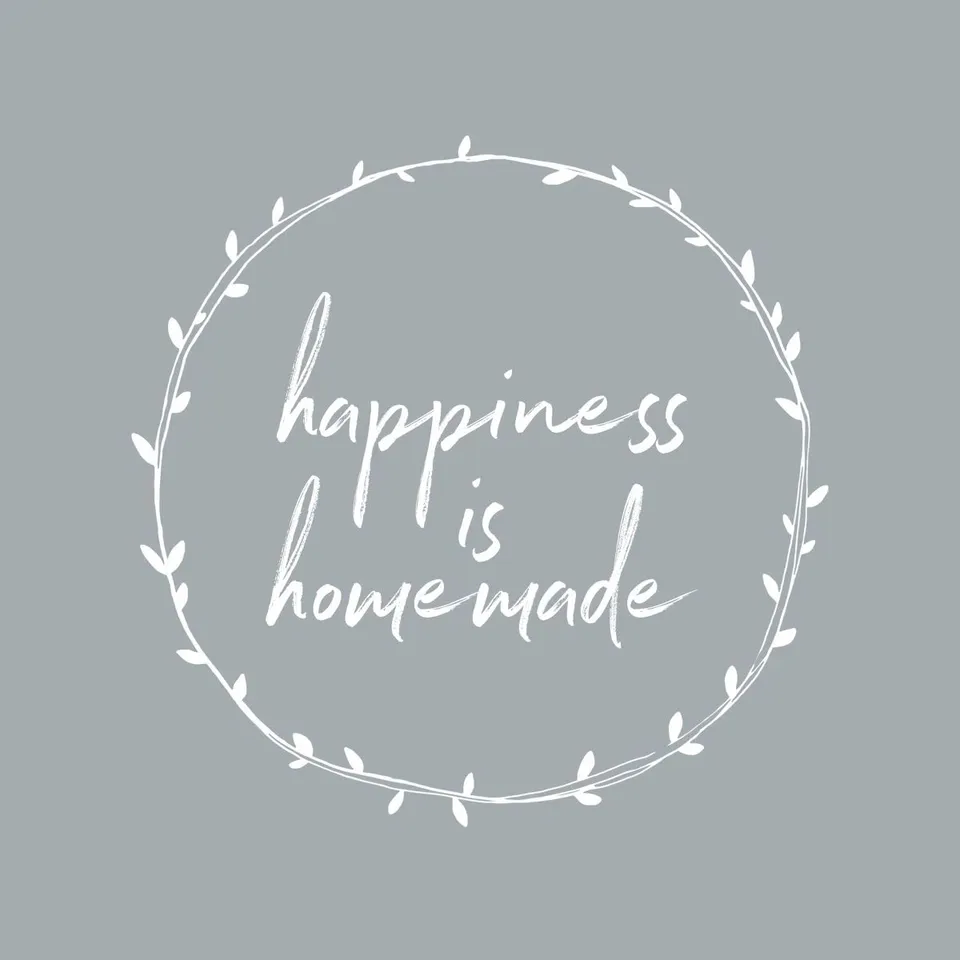 HOMEMADE HAPPINESS WREATH CANVAS - GREY