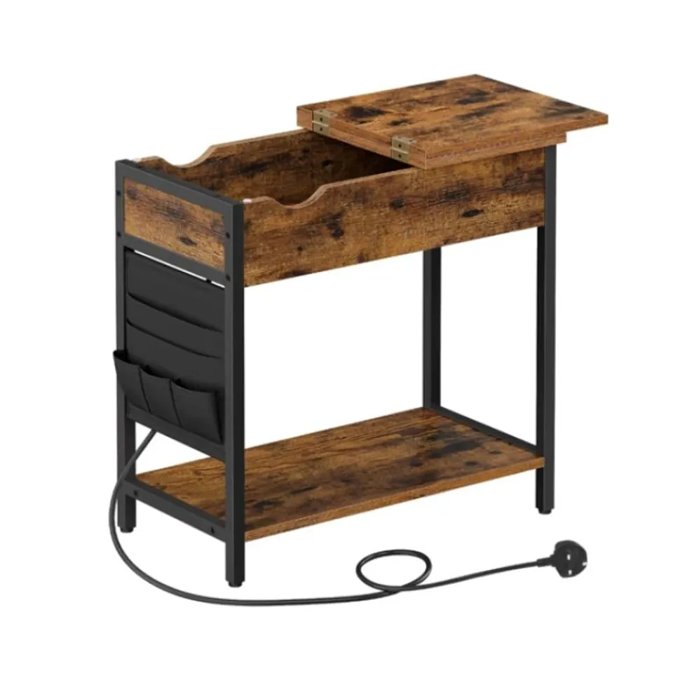 BOXED VASAGLE INDUSTRIAL SIDE TABLE SLIM SOCKET BEDSIDE TABLE RUSTIC METAL CABINET CONSOLE