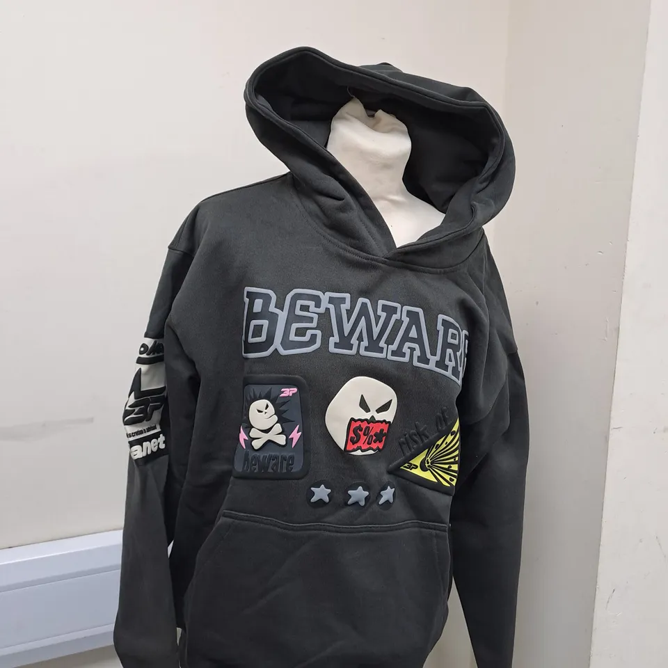 BROKEN PLANET BEWARE HOODIE SIZE S