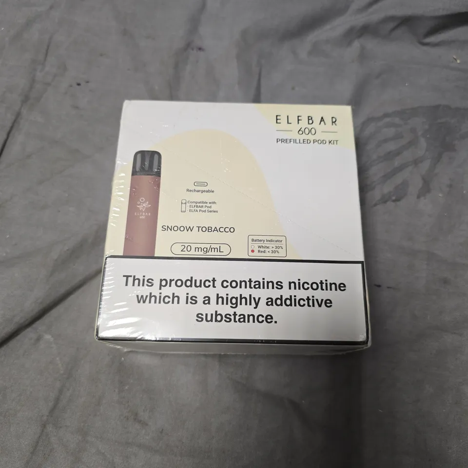 SEALED ELF BAR 600 PREFILLED POD KIT SNOW TOBACCO – 20 MG/ML NICOTINE