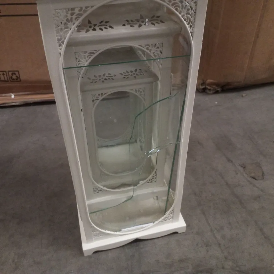 BOXED SET OF 3 WHITE CANDLE LANTERNS 