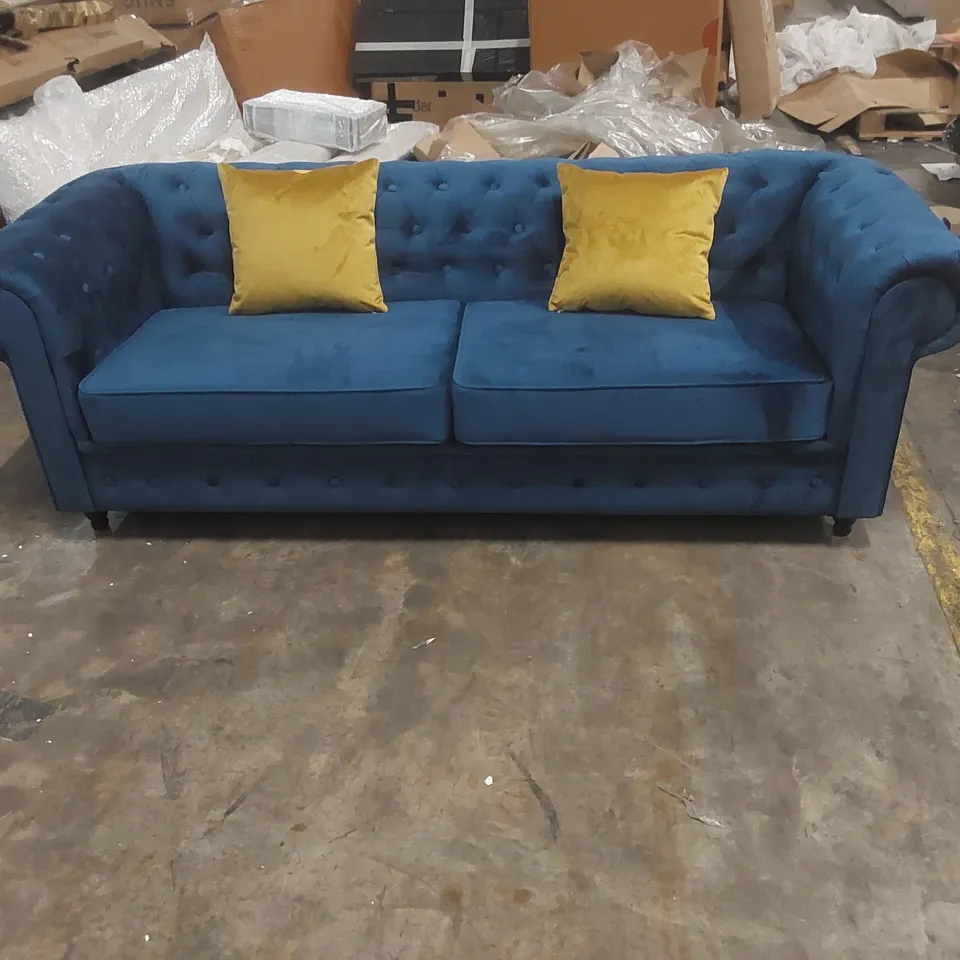 QUALITY DESIGNER FRANCES 3 SEATER CHESTERFIELD SOFA VELVET