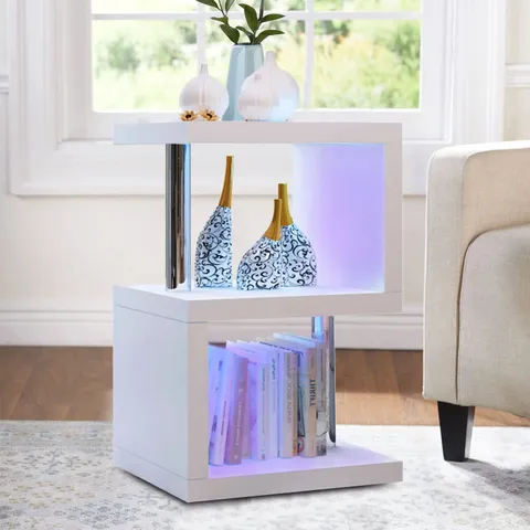 BOXED ARTEZ S-SHAPED LED LIGHT BEDSIDE TABLE (1 BOX)