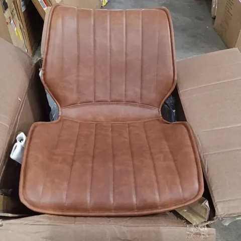 BOXED ALFA RIBBED DINING CHAIR VEGAN LEATHER TAN (SET OF 2) (1 BOX)