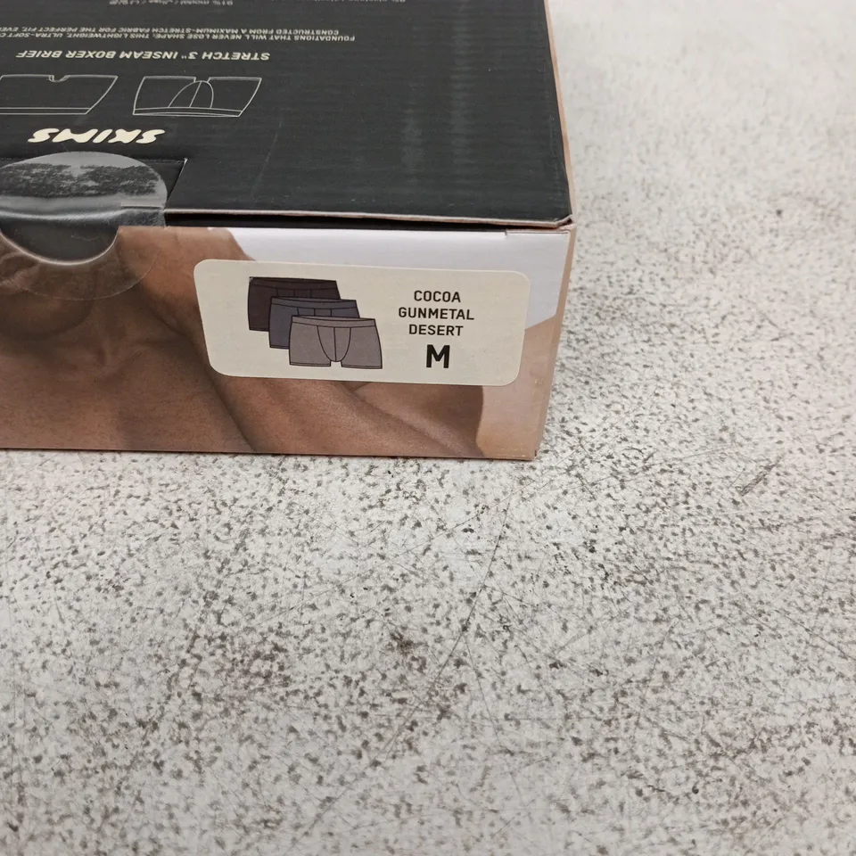 SKIMS 3 PACK 3" INSEAM BOXER BRIEF COCOA/GUNMETAL/DESERT MEDIUM