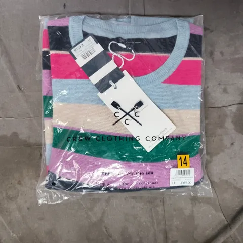 BAGGED CREW CLOTHING COMPANY HARMONY LINKS CREW NECK JUMPER IN MULTICOLOUR SIZE 14