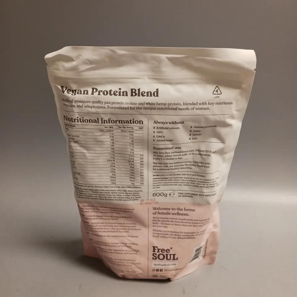 FREE SOUL VEGAN PROTEIN BLAND IN BERRY 600G