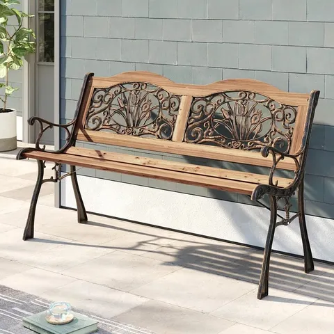 BOXED ZADIE OUTDOOR IRON GARDEN BENCH