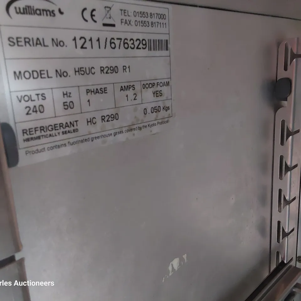 WILLIAMS UNDERCOUNTER FRIDGE H5UC R290 R1