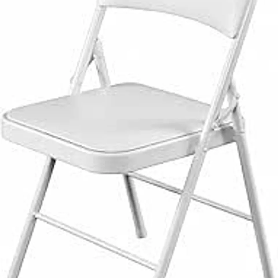 BOXED HEAVY DUTY WHITE PADDED FOLDING METAL DESK OFFICE CHAIR SEAT