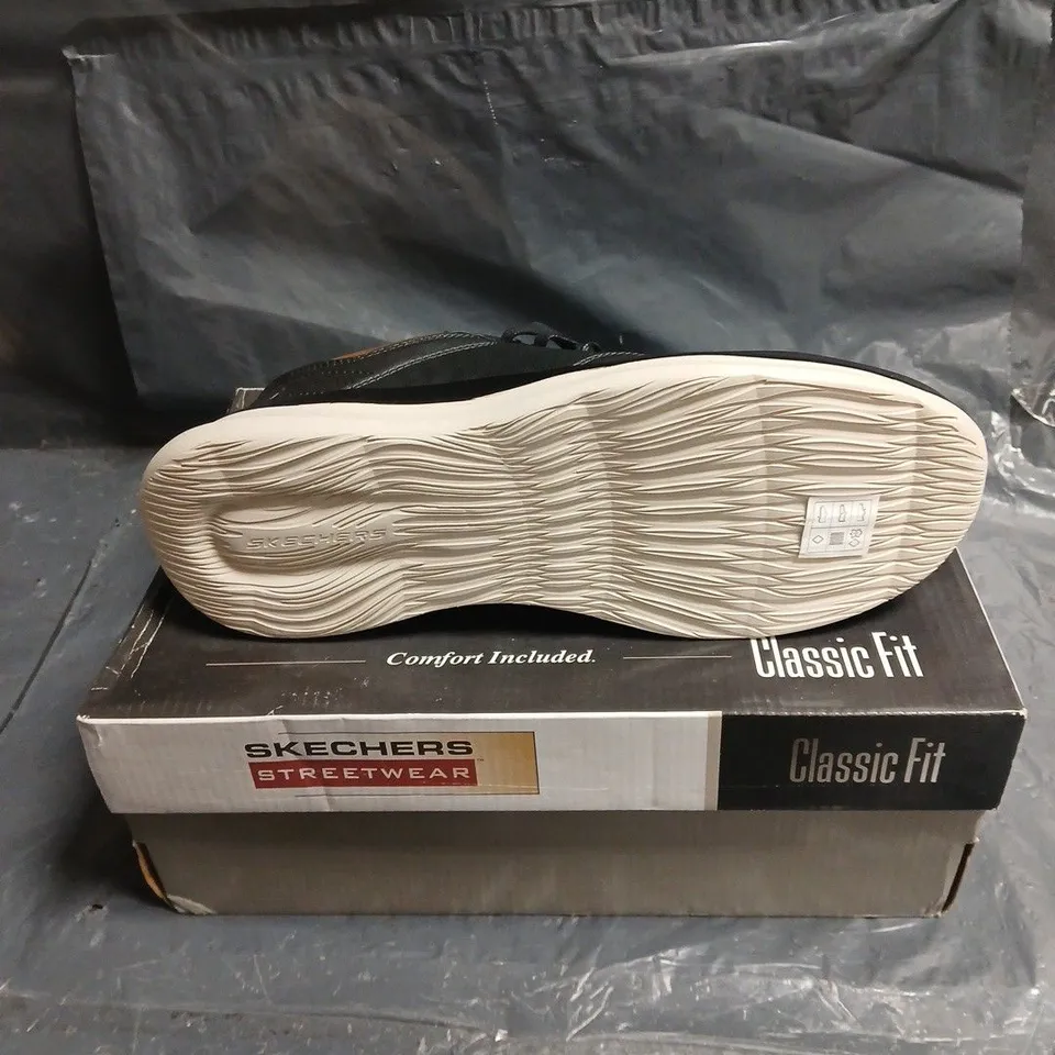 SKECHERS STREETWEAR CLASSIC FIT SNEAKERS – BLACK LEATHER, MEN'S UK 9