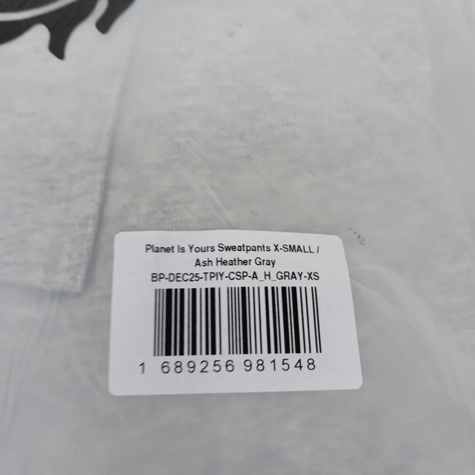 BAGGED BROKEN PLANET PLANET IS YOURS SWEATPANTS – ASH HEATHER GRAY – XS