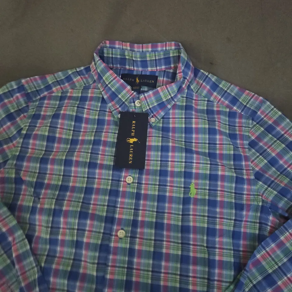 RALPH LAUREN MEN'S PLAID BUTTON-DOWN SHIRT - SIZE L