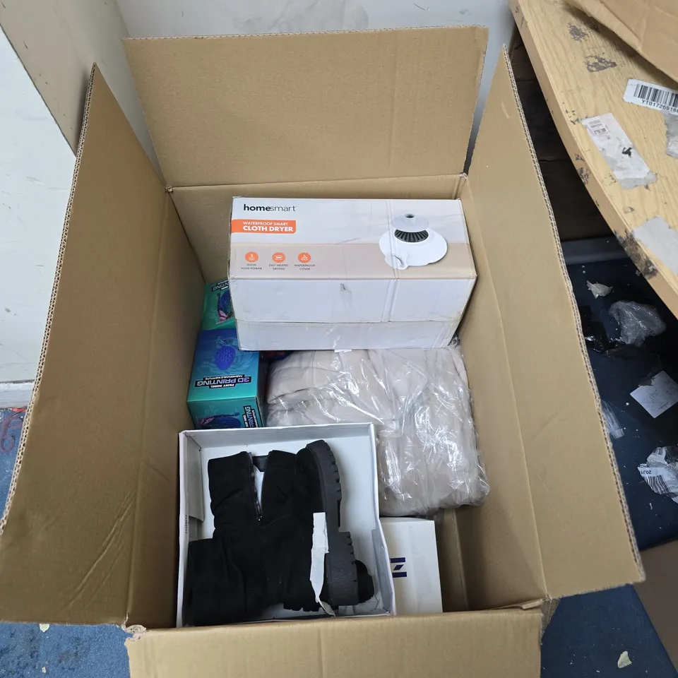 LUGINGER WOMEN'S SHOES – BOOTS & SNEAKERS SET (BOXED) ALONG WITH A JOB LOT OF ASSORTED HOUSEHOLD ITEMS APPROXIMATELY 7 ITEMS.